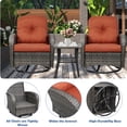 thumbnail image 4 of 3-Piece Swivel Rocker Wicker Chair Set of 2 ，360-Degree Rocking Chairs Outdoor with Cushions，Glass Table for Garden,Backyard, Bistro.Red, 4 of 7