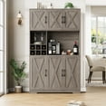 thumbnail image 7 of Homfa 70.9'' Tall Kitchen Pantry with Microwave Countertop, Farmhouse Buffet Hutch, Floor 6 Doors Cupboard Storage Cabinet for Dining Room Kitchen, Gray, 7 of 7