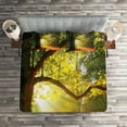 thumbnail image 2 of Ambesonne Tree Quilted Coverlet 3 Pcs, Oak Autumn Leaves, King Size, Orange Green Brown, 2 of 2