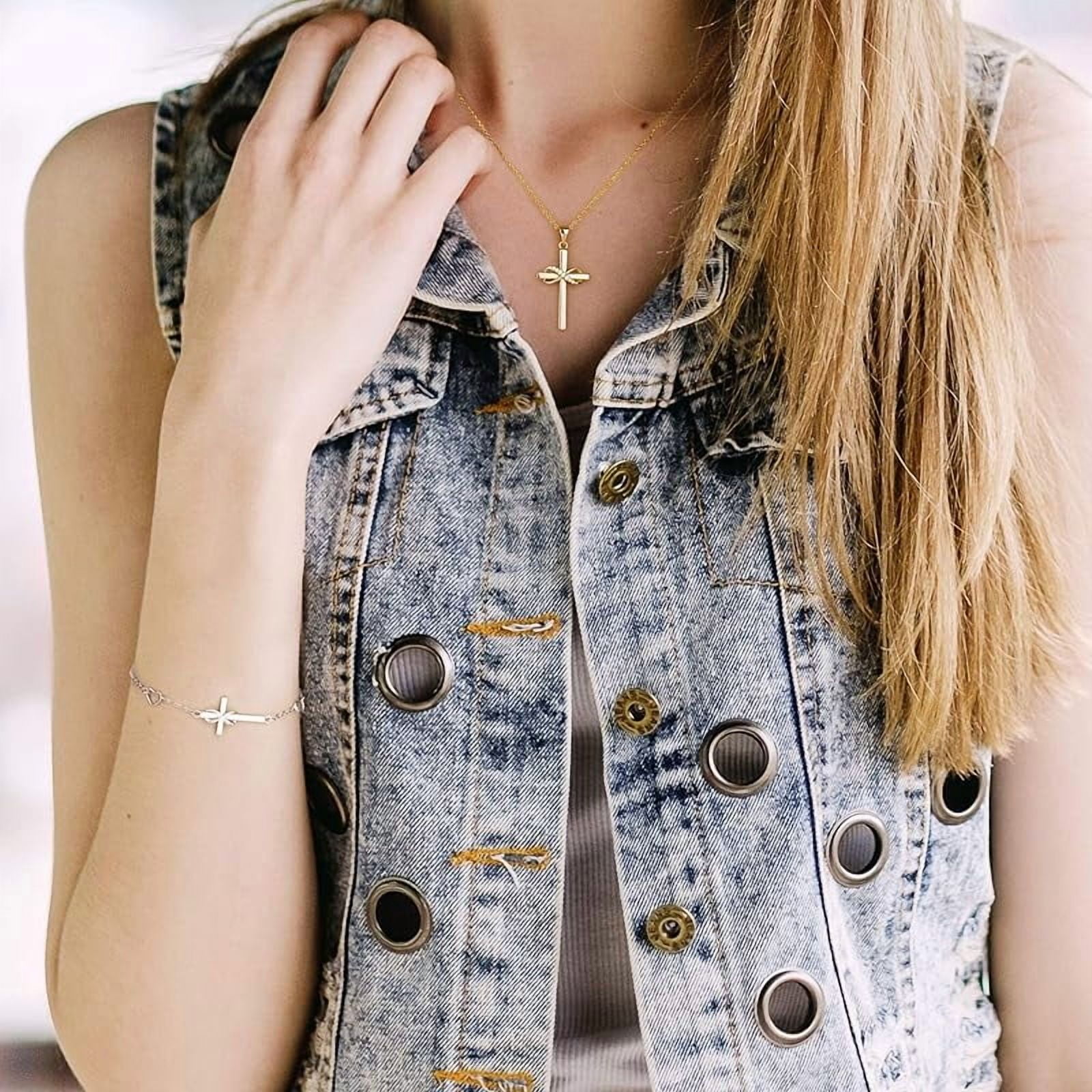 925 Sterling Silver Cross Necklace for Women Infinity Necklace 14K Rose Gold Plated Necklaces for Easter or Mother's Day