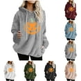 thumbnail image 5 of QTBIUQ Women Fall and Winter Solid Color Long Sleeve Warm Wool Pockets Drawstring Hooded Sweatshirt Dark Gray, 5 of 5