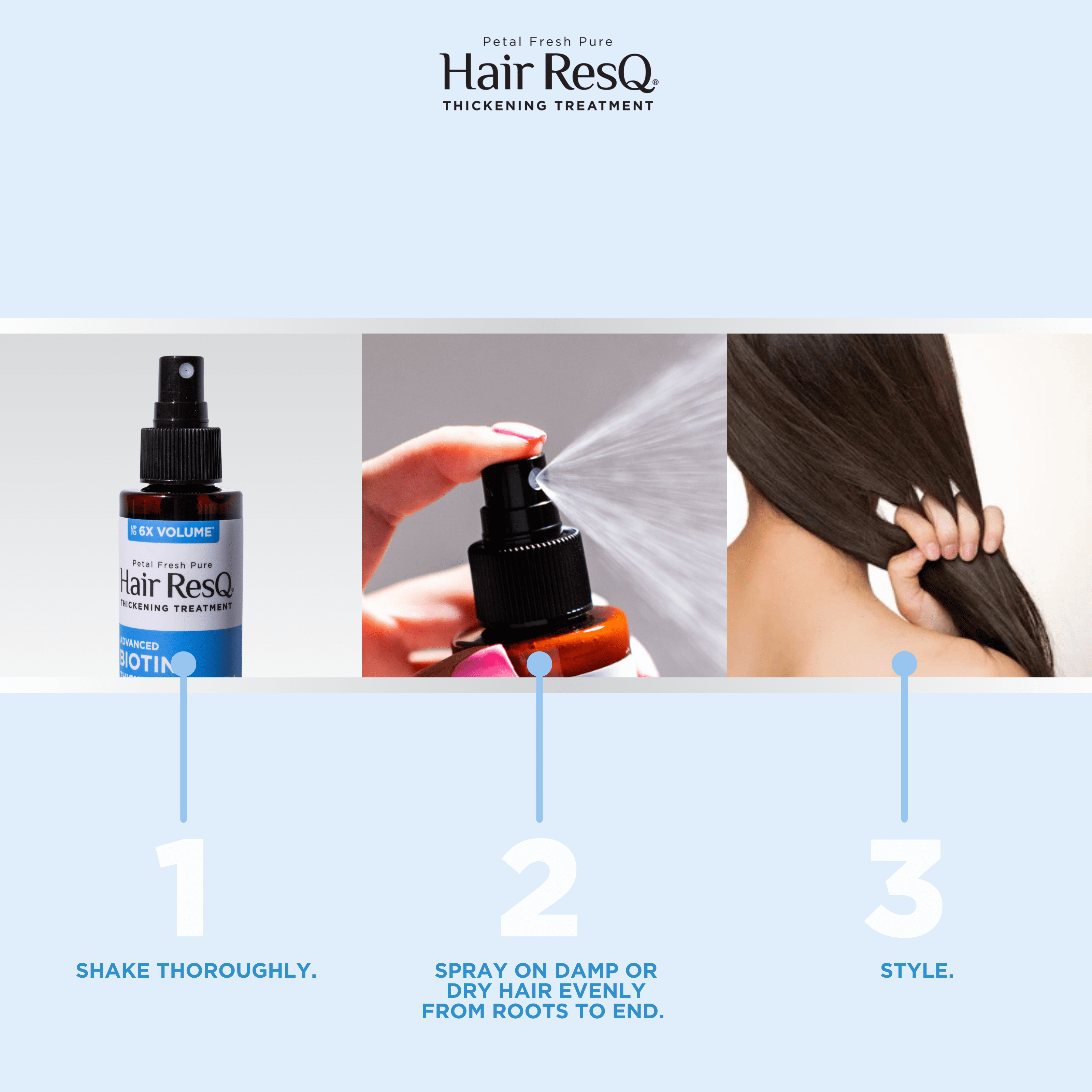 (6 pack) Petal Fresh Pure Hair ResQ Advanced Biotin Thickening Formula Volumizing Pro-Growth Spray, 5oz