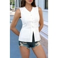 thumbnail image 6 of Summer Suit Vest for Women Business Casual Sleeveless Button Down V Neck Waistcoat White S, 6 of 10
