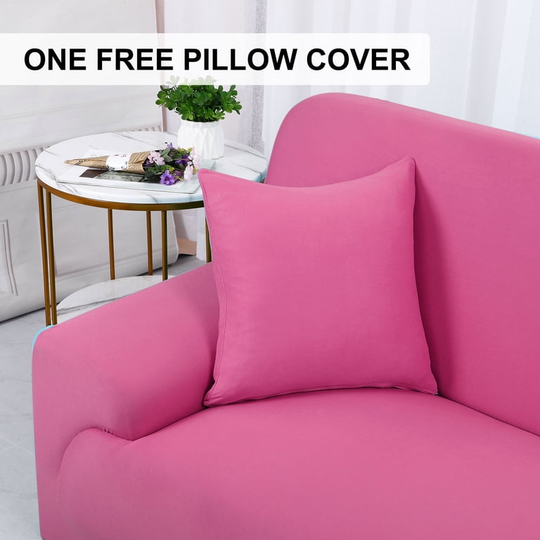 Custom Thick Cotton Blend 3D Box Sofa Seat Cushion Cover – Hot Pink/Fuschia – Made To Order