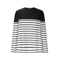 thumbnail image 4 of Htigea Women Striped Shirts Plus Size Crew Neck Long Sleeve Tops Casual Loose Fit Tunic Blouse Pullovers Black L, 4 of 5