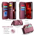 thumbnail image 3 of TECH CIRCLE for Samsung Galaxy S24 FE Wallet Case with Zipper Card Holder & Crossbody Lanyard Strap & Wrist Strap, RFID Blocking PU Leather Magnetic Flip Handbag Purse Cover,Winered, 3 of 12