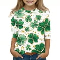 thumbnail image 2 of Posijego T-Shirt de la Saint-Patrick pour Filles et Garçons, Manches 3/4, Col Rond, Graphique, Ample, Décontracté, 2 of 5