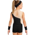 thumbnail image 4 of Haitryli Kids Workout Clothing Sets Tumbling Gymnastic Outfits Tank Ballet Unitard Clothes with Shorts B Black 8, 4 of 7