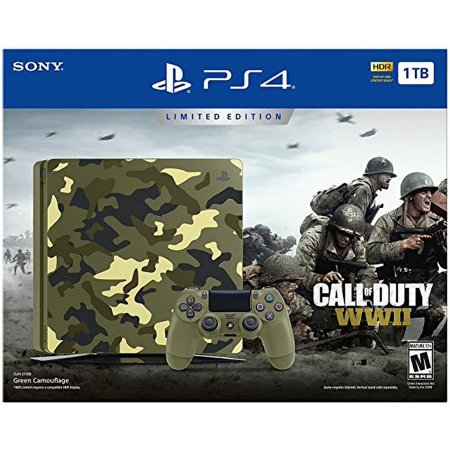 PlayStation 4 Slim Call of Duty WWII Bundle (6 Items): PSVR Launch Bundle, PS4 Slim 1TB Limited Edition Console - Call of Duty WWII Bundle, and 4 Game Discs: Doom, Skyrim, Worlds, Gran Turismo Sports