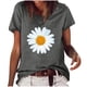 thumbnail image 1 of Moda Mujer Causal Daisy Cuello redondo Blusa estampada Camiseta de manga corta Tops de verano Pompotops  hkajfhjk461335, 1 of 6