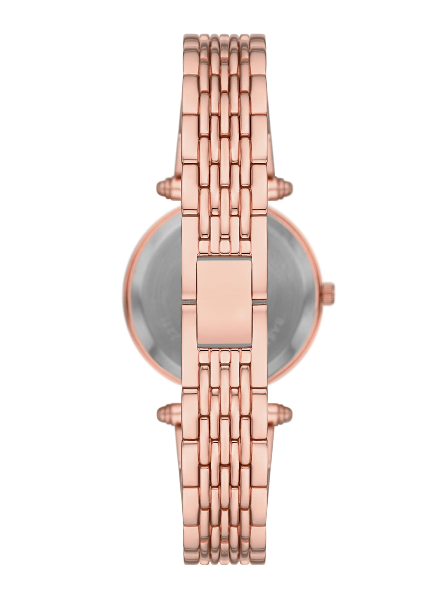Time & Tru Women's Wristwatch Set: Rose Gold Tone T-Bar Watch and Bracelet Set Crystal Accents (FMDXTT046)
