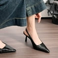 thumbnail image 5 of Wensltd Women's Pointed Toe Heels Slingback Shallow Mouth Slip On Work Party Dress Black Pumps, 5 of 8