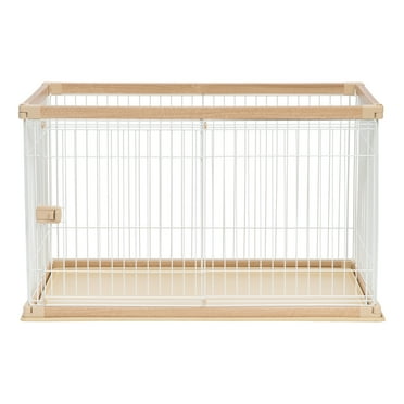 IRIS USA Large Open Pet Playpen, Crate, Light Brown/White