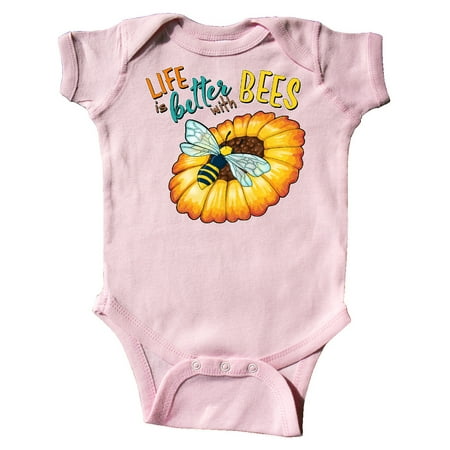 

Inktastic Life Is Better With Bees- bee on flower Gift Baby Boy or Baby Girl Bodysuit