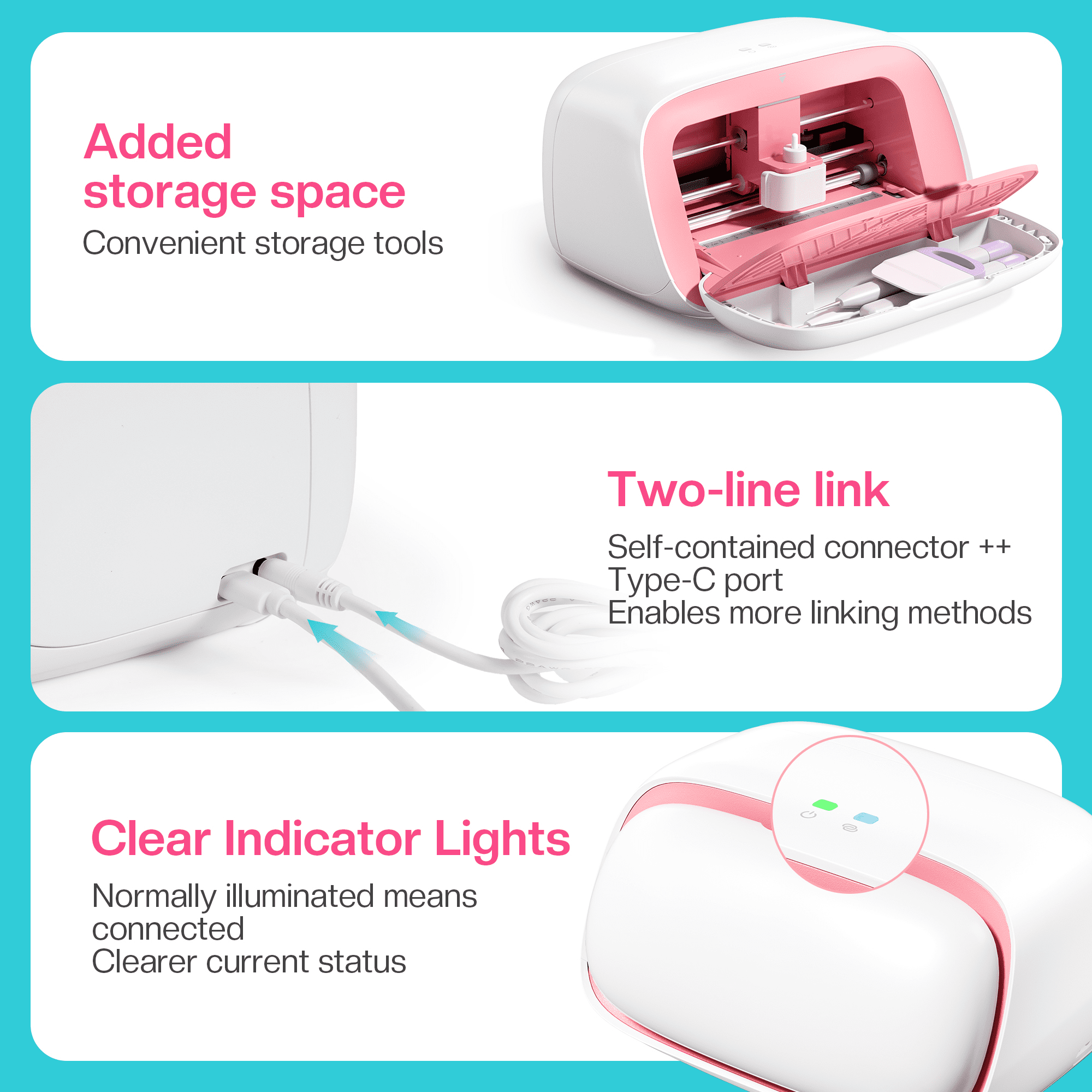Vinyl Cutter Machine Upgrade AVynix S501 – Portable Smart Cutting Tool for DIY Crafts, Stickers, Decals & Home Decor (Pink)