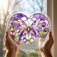 thumbnail image 6 of Yangka Heart Shaped Purple Butterfly Acrylic Puzzle Suncatcher, Floral Stained Glass Style Window Hanging, Elegant Home And Patio Decor, 6 of 6
