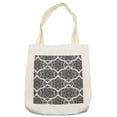 thumbnail image 1 of Abstract Tote Bag, Arabesque Monochrome Damask Style Motif Pattern on Plain Background, Cloth Linen Reusable Bag for Shopping Books Beach and More, 16.5" X 14", Cream, by Ambesonne, 1 of 2