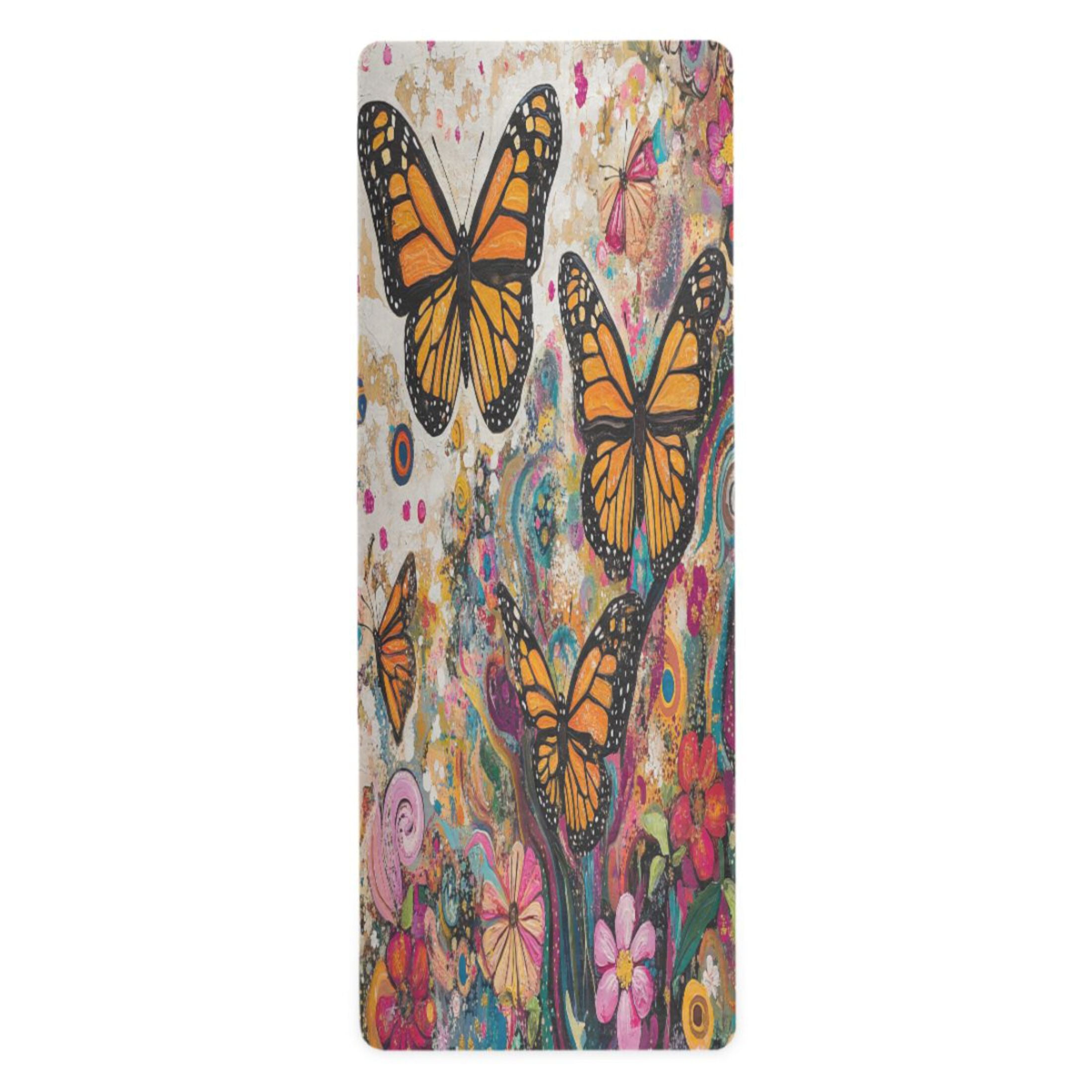 BZSMCE Yoga Mat Women Monarch Butterflies in Flight Fitness Mat