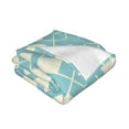 thumbnail image 3 of YFYANG Lightweight Warm Flannel Blanket, Blue Retro Geometric Pattern Throw Blanket for Bed, Sofa, Travel, Camping, 40"x30", 3 of 7