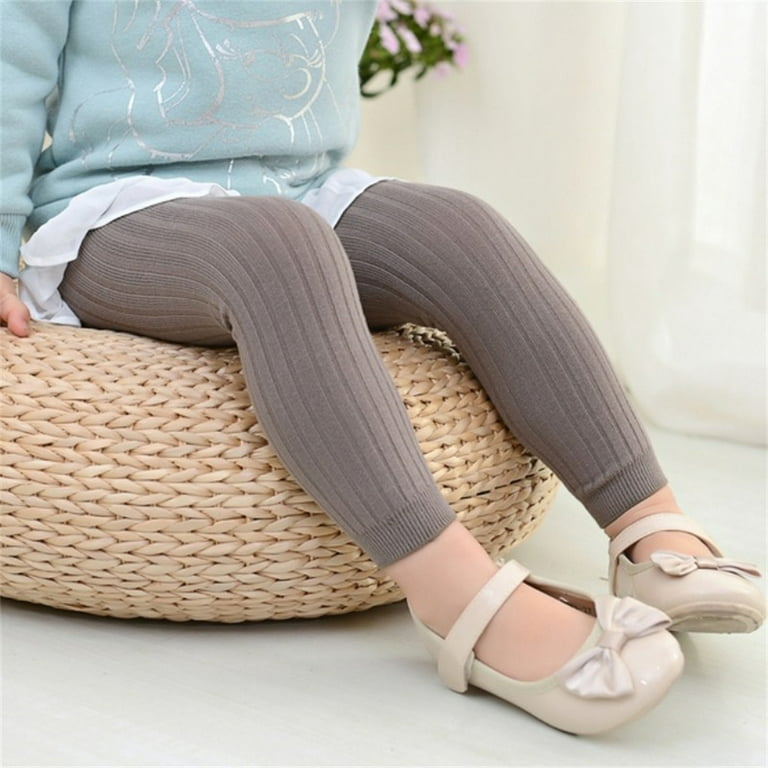 Actoyo Girls Toddler Baby Basic Ribbed Knit Leggings Footless Tights Kids  Little Girls Bottom Long Pants Gray 3-5 Years