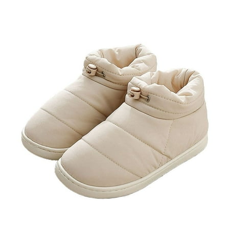 

Female Lady Ankle Botas Slip On Casual Anti Skid Bottom Women Boots Women Winter Down Shoes Flat Snow Boots Keep Warm WHITE 42-43(FIT 41-42)