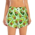thumbnail image 2 of Yiaed Avocado color cute animals Print Women's Running Shorts with Liner 3 Zipper Pockets Elastic Workout Athletic Gym Yoga Shorts-XX-Large, 2 of 7