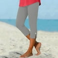 thumbnail image 2 of CHENHANN Women Capri Leggings 2026 Casual Button Design Knee Length Trousers Summer Clothes For Women Lightweight Summer Pants Women Grey Capri For Women, 2 of 9