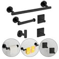 thumbnail image 3 of Kit de accesorios de baño de estilo redondo, soporte para barra de toalla, ganchos para toallas, 5 piezas, mate Negro B, 3 of 9