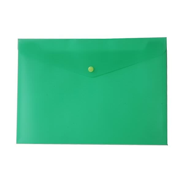 JAM Plastic Snap Envelopes, 9.8x13, 12/Pack, Green Frosted