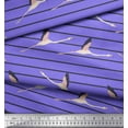thumbnail image 2 of Soimoi Purple Rayon Crepe Fabric Flying Flamingo & Stripe Fabric Prints By Yard 46 Inch Wide, 2 of 3