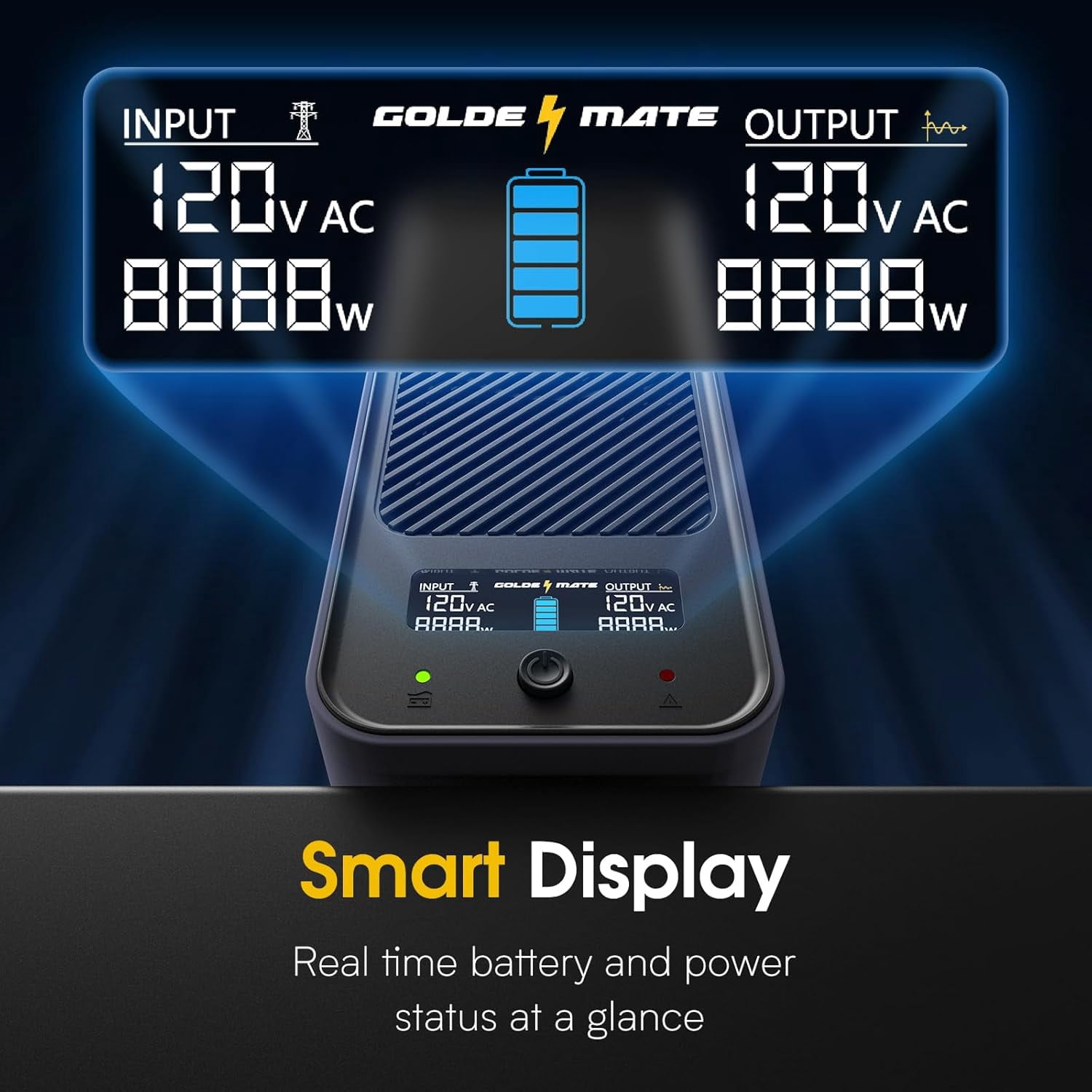 1000VA/800W Lithium UPS Battery Backup & Surge Protector with LiFePO4 Batteries(230.4 Wh), Sinewave UPS System, 10 Years Lifespan, 8 Outlets, LCD Display, Gray