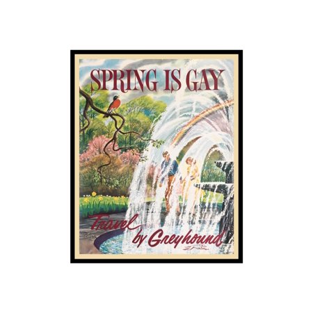 Poster Master Vintage Spring Poster - Retro Spring is Gay Print - Spring Fountain Art - Gift for Men, Women, Lovers, Travel Lover - Chic Decor for Home Office, Bedroom - 8x10 UNFRAMED Wall Art