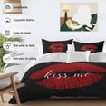 thumbnail image 6 of Lipprint Texture Queen Size Comforter Set, Love Letter Black Retro Bedding for All Seasons, 4 Pcs Bed Set, 1Quiltcover (90"x92") ,1Sheet(94"x116"), 2Pillowcases (30"x20"), 6 of 10