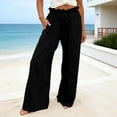 thumbnail image 2 of RUTAYY Women's Pants High Waist with Drawstring Solid Color Casual Everyday Wear Breathable Elastic Waist Elegant Chic Trousers, 2 of 3