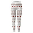 thumbnail image 4 of Women Christmas Outfit Women's Festive Holiday Print Fashionable Casual Slim Fit Stretch Ankle Pants Trousers for Everyday Wear Comfort White M, 4 of 4
