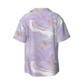 thumbnail image 2 of KLL Lavender Glitter Foil Stripes Print Men's Shirt Short Sleeve Button Down Summer Cuba Beach Shirts- Medium, 2 of 7