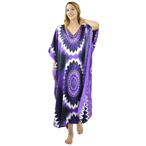 Up2date Fashion's Women's Caftan / Kaftan / Muumuu / Mumu, Violet Print