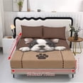thumbnail image 5 of Xoenoiee Boston Terrier Dog Paw Print Fitted Sheet and Pillowcase Set, 3-Piece Deep Pocket, Stretchy Sheet Set with Elastic Band, Non-Slip Snug Fit, Lightweight Breathable Bed Sheets, Full Size, 5 of 7