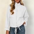 thumbnail image 3 of Quilted Puffer Jacket for Women Ribbed Collar Long Sleeve Zip Front Casual Everyday Jacket, 3 of 8