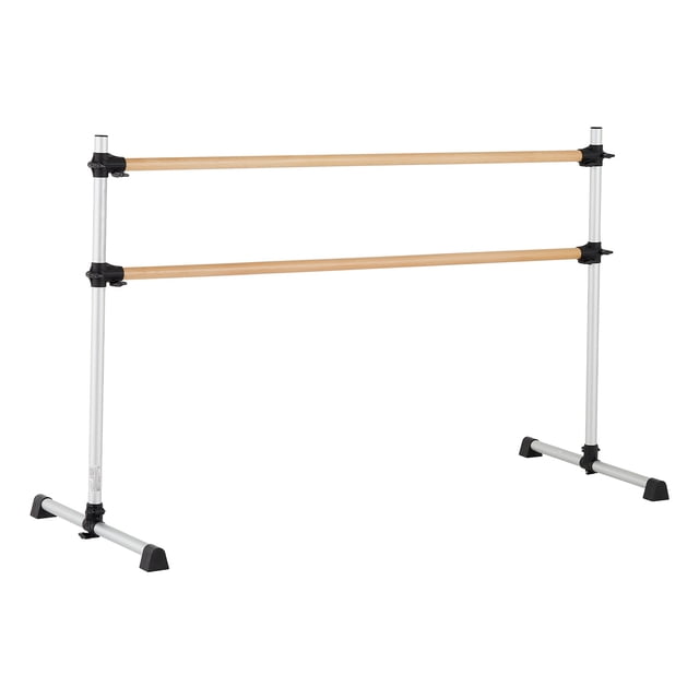 KFFKFF Ballet Barre, 6 Ft Double Beechwood Barre Bar for Home, Freestanding Portable Ballet Stretching Dance Bars