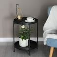 thumbnail image 3 of Round End Table Mental 2-Tier Side Table Nightstand/Small Iron Tables Accent Coffee Table for Living Room Bedroom Office Small Space, 3 of 14