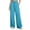 Blue, variant on Long Pants for Women Fashion Fringe Drawstring Smocked High Waist Pants Straight Wide Leg pockets Pants