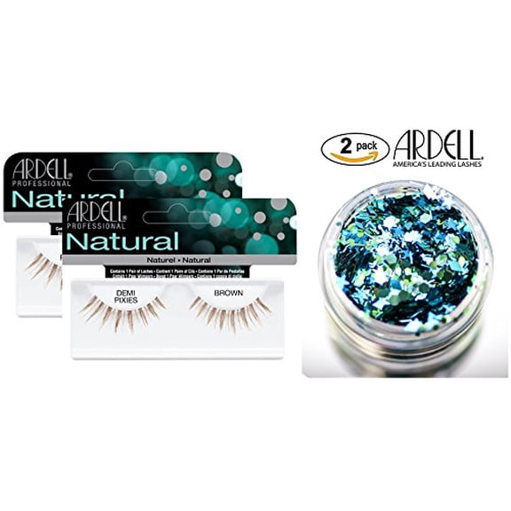 Ardell Professional NATURAL Lashes (2-PACK with bonus Skin/Hair GLITTER) - Demi Pixies Brown (2-PACK)