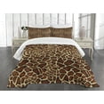 thumbnail image 3 of Ambesonne Zambia Quilted Bedspread Set 3 Pcs, Giraffe Skin Pattern, King Size, Redwood Pale Yellow, 3 of 5