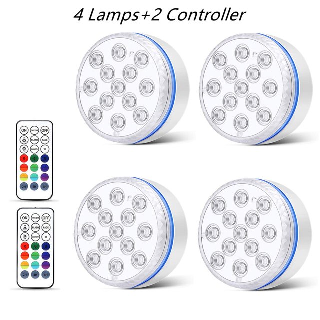 Luces LED sumergibles actualizadas con luz de piscina subacuática remota IP68 imán 13 LED lámpara brillante RGB para estanque/piscina/acuario Tan Jianjun unisex