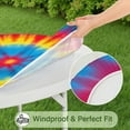 thumbnail image 5 of Colorful Rainbow Tie Dye Spiral Pattern Round Fitted Tablecloth with Elastic Edge,Dining Table Cover Waterproof,Outdoor Round Tablecloth for Camping,Dining,Indoor and Outdoor, 5 of 7