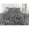 thumbnail image 2 of Ambesonne Lilac Flowers Quilted Bedspread Set 3 Pcs, Floral Scene Gothic, King, Charcoal Grey Pale Grey, 2 of 4