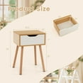thumbnail image 3 of GOFLAME Nightstand Set of 2 with Drawer, Mid Century Modern Bedside Table with Storage, Compact Side Table with Solid Beech Wood Legs, Small End Table for Bedroom, Natural, 3 of 10