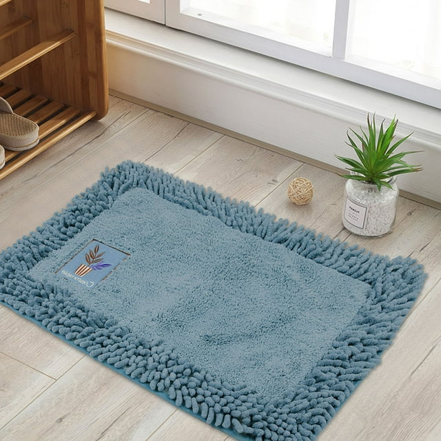 Tarente Cotton Chenille Floor Mat Carpet Home Bathroom Water Absorption Non-slip Mat(Dark Gray)