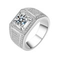 thumbnail image 1 of Anillo de circonita con baño de platino y diamantes de imitación para hombre (talla 7 de EE. UU.), 1 of 8